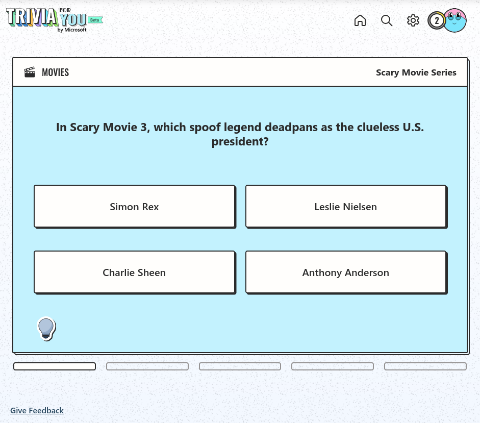 Trivia question with four unanswered answer choices